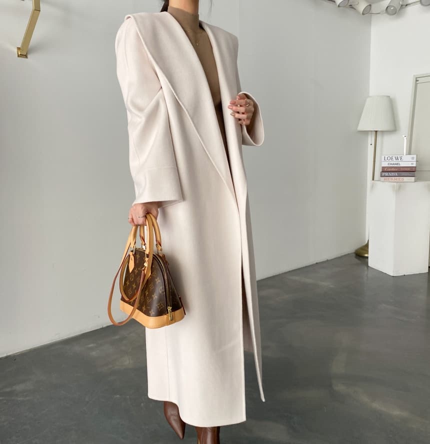 骨格ウェーブ服ビックカラーロングアウターコート
