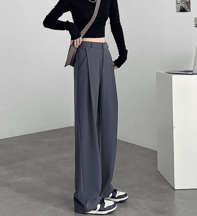 骨格ウェーブサイドタックストレートパンツ