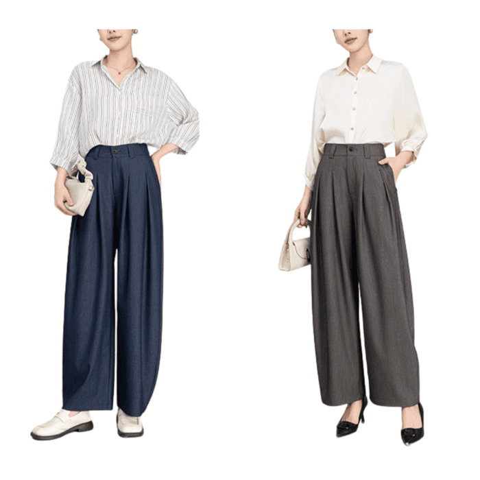骨格ウェーブプリーツワイドレッグパンツ