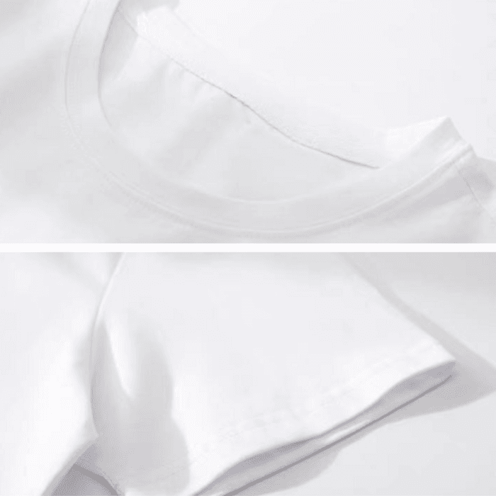 骨格ウェーブラウンドネックシンプルTシャツ