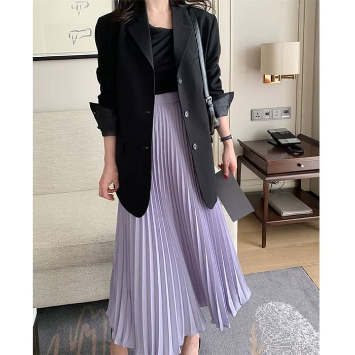 骨格ウェーブ服カラープリーツロングスカート