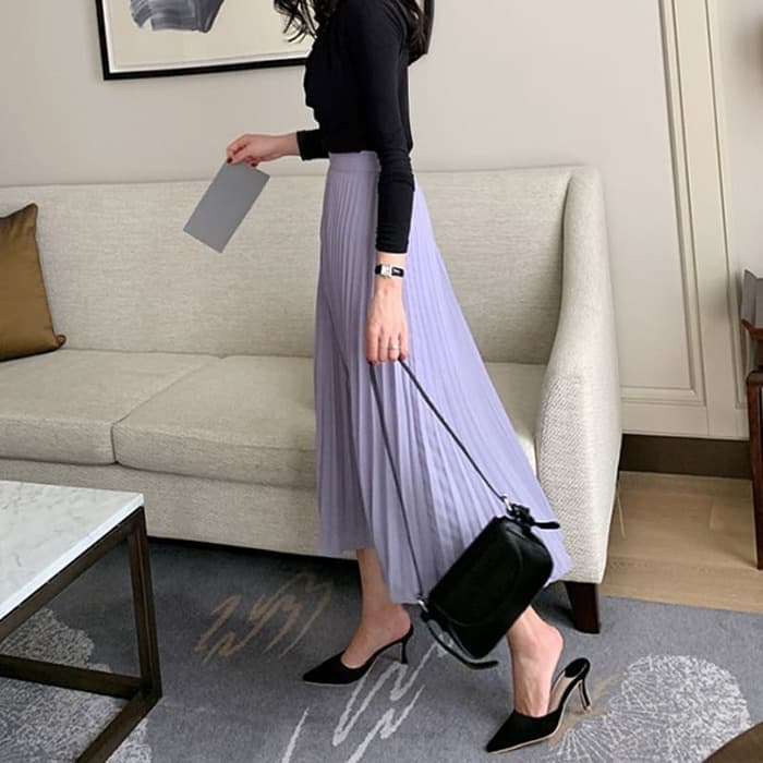 骨格ウェーブ服カラープリーツロングスカート