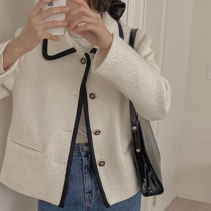 骨格ウェーブ服配色シングルジャケット