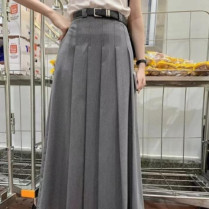 骨格ウェーブウエストすっきりAラインプリーツスカート