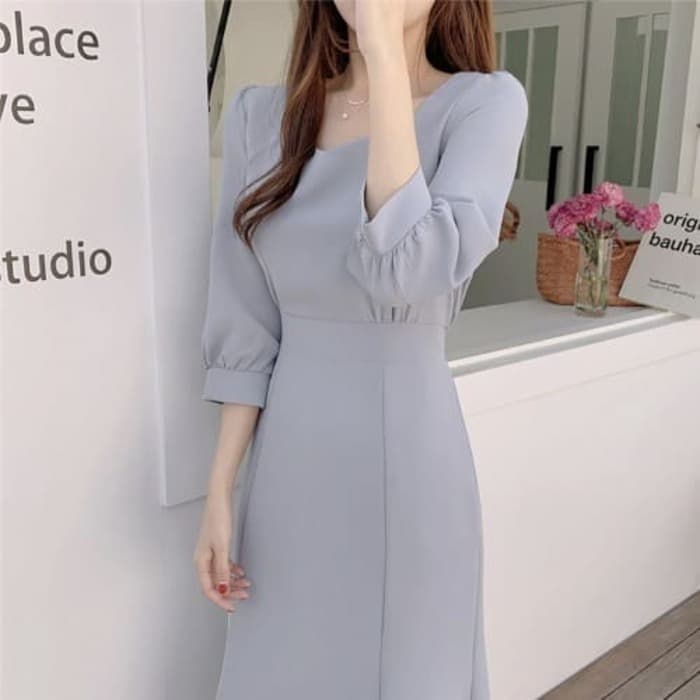 骨格ウェーブ服ハートネックロングワンピース