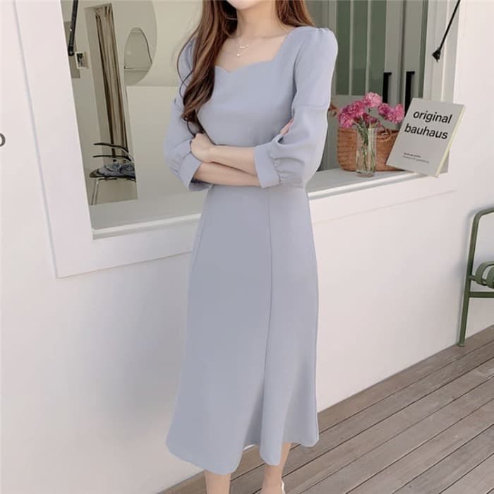 骨格ウェーブ服ハートネックロングワンピース