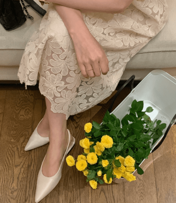 骨格ウェーブ服レースロングワンピース
