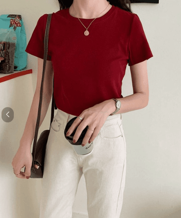 骨格ウェーブ服カラーTシャツトップス