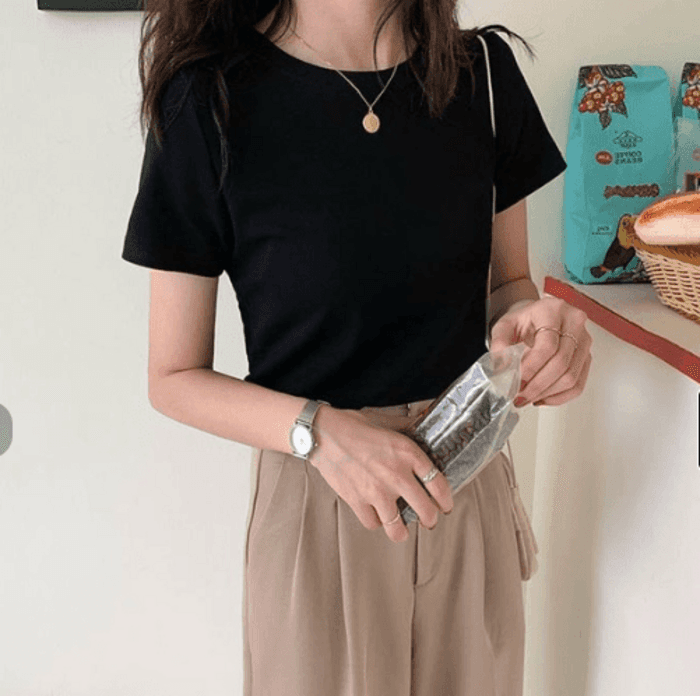 骨格ウェーブ服カラーTシャツトップス
