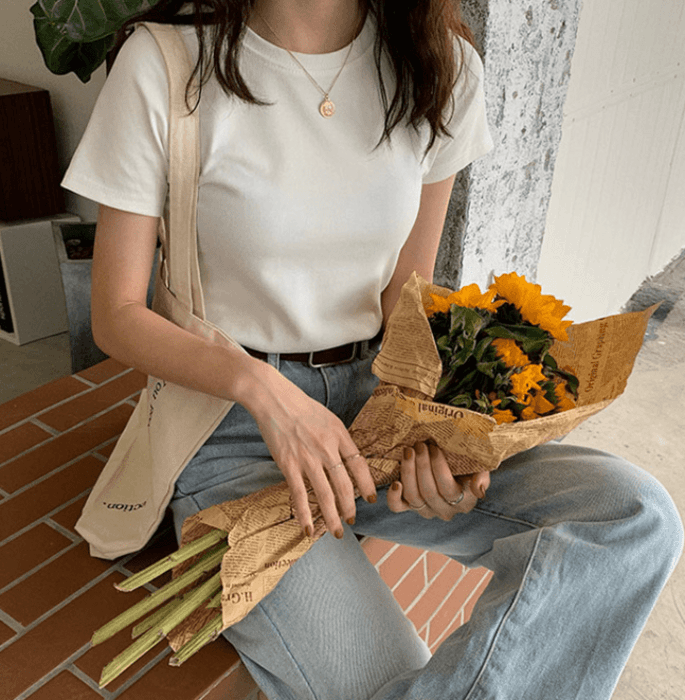 骨格ウェーブ服カラーTシャツトップス