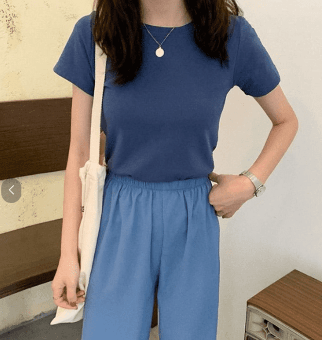 骨格ウェーブ服カラーTシャツトップス