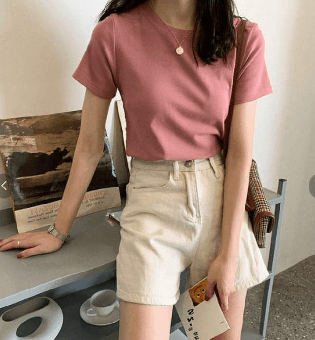 骨格ウェーブ服カラーTシャツトップス