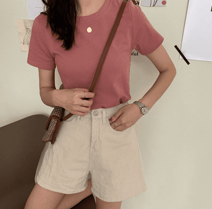 骨格ウェーブ服カラーTシャツトップス