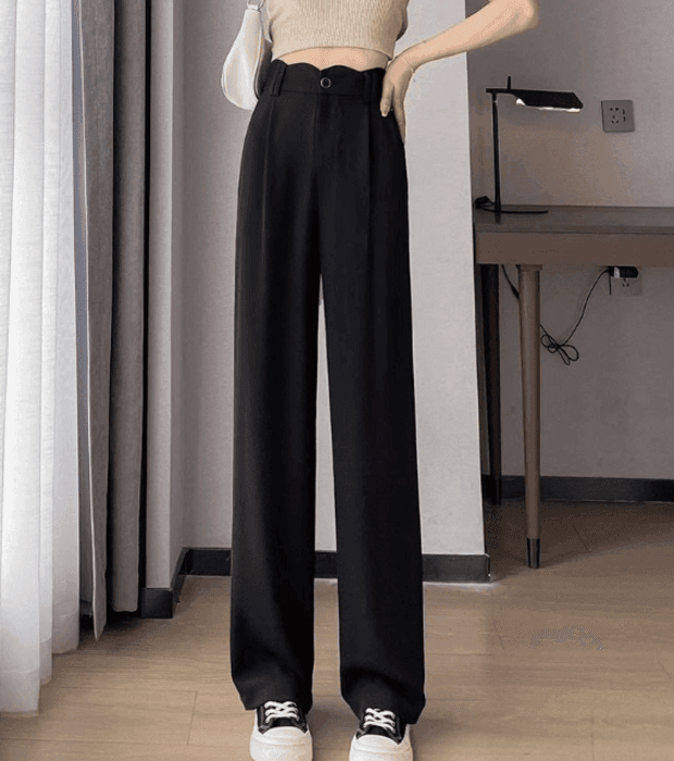 骨格ウェーブハイウエストストレートパンツ