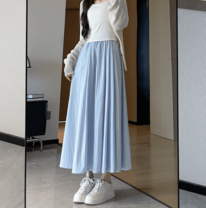 骨格ウェーブAラインロングスカート