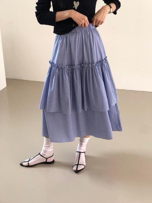 骨格ウェーブラッフルトルムフリルティアードスカート