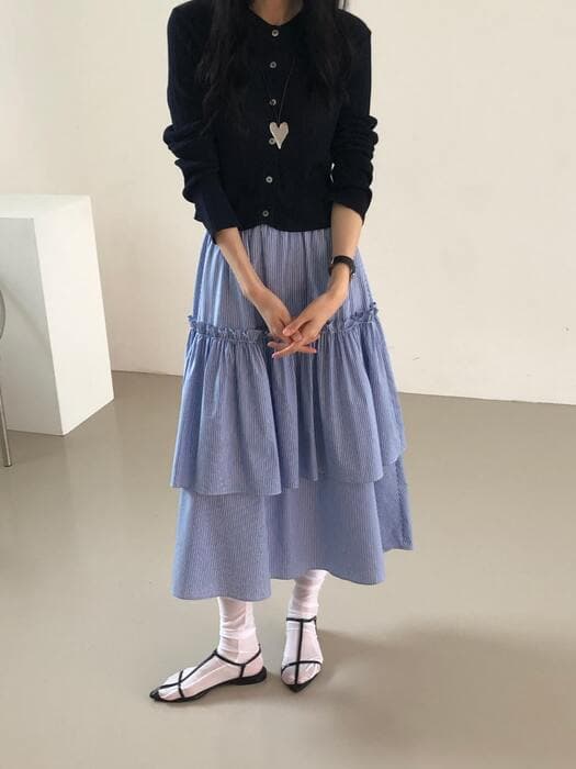 骨格ウェーブラッフルトルムフリルティアードスカート
