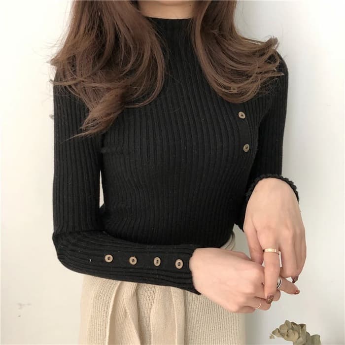 骨格ウェーブ服ポイントニットトップス