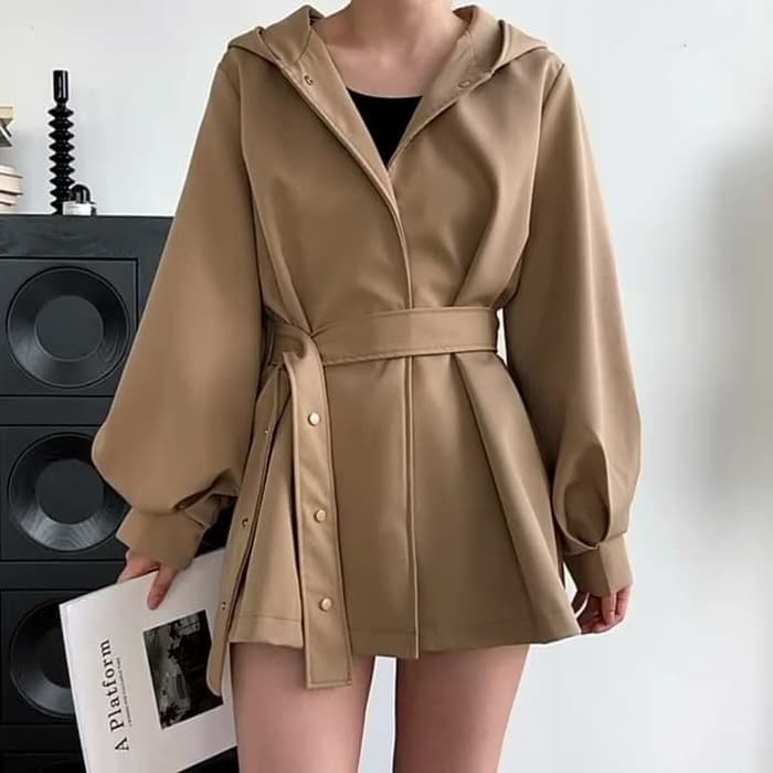 骨格ウェーブ服ベルト付きウエストマークアウター