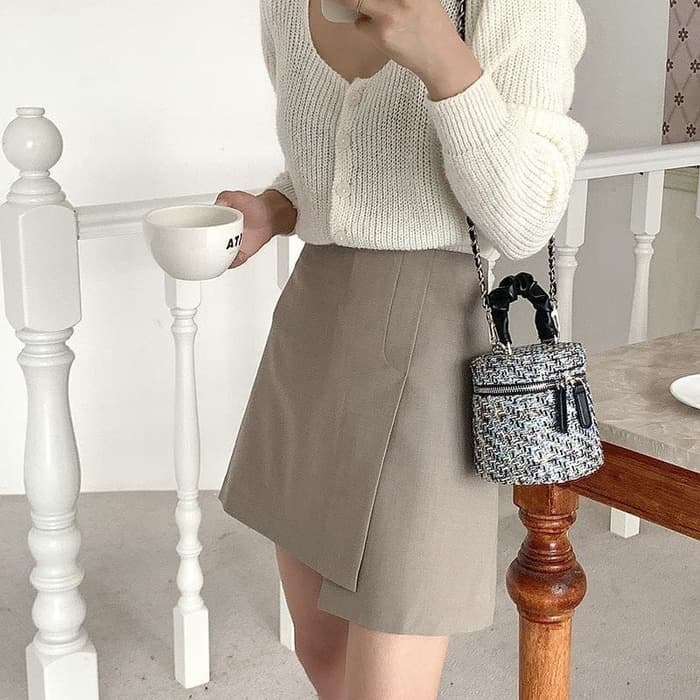 ツイード調ラウンドハンドルバッグ 骨格ウェーブ服