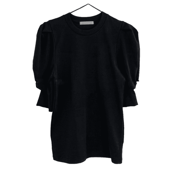 骨格ウェーブ服パフスリーブトップス&花柄スリットスカートセットアップ