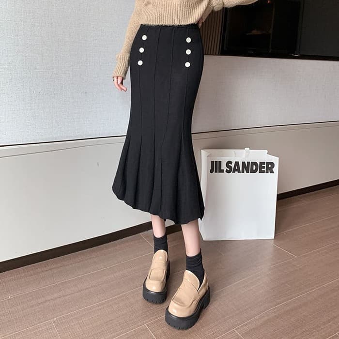 骨格ウェーブ服ニットマーメイドスカート