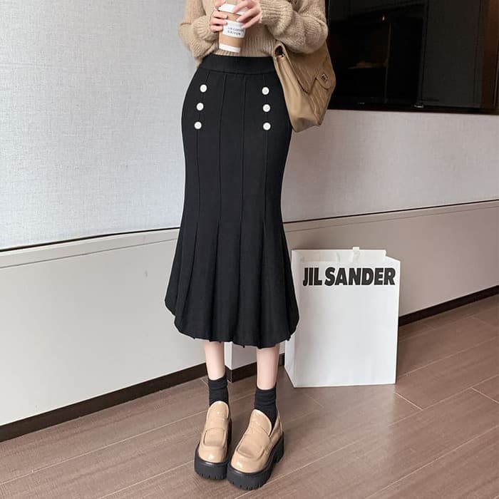 骨格ウェーブ服ニットマーメイドスカート