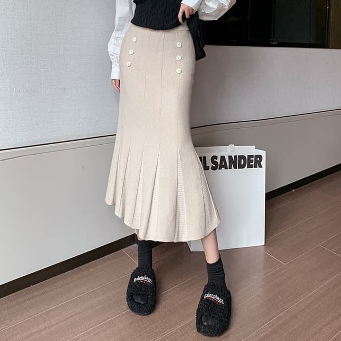 骨格ウェーブ服ニットマーメイドスカート