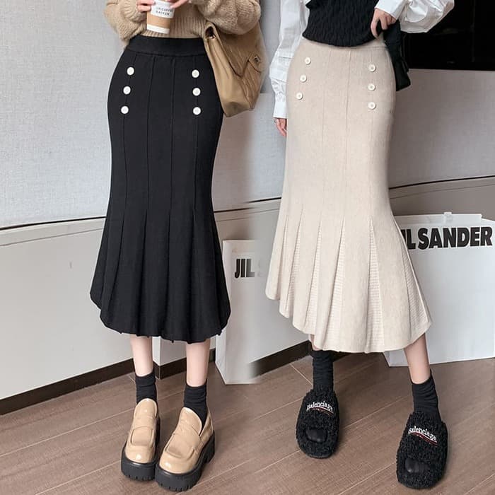 骨格ウェーブ服ニットマーメイドスカート
