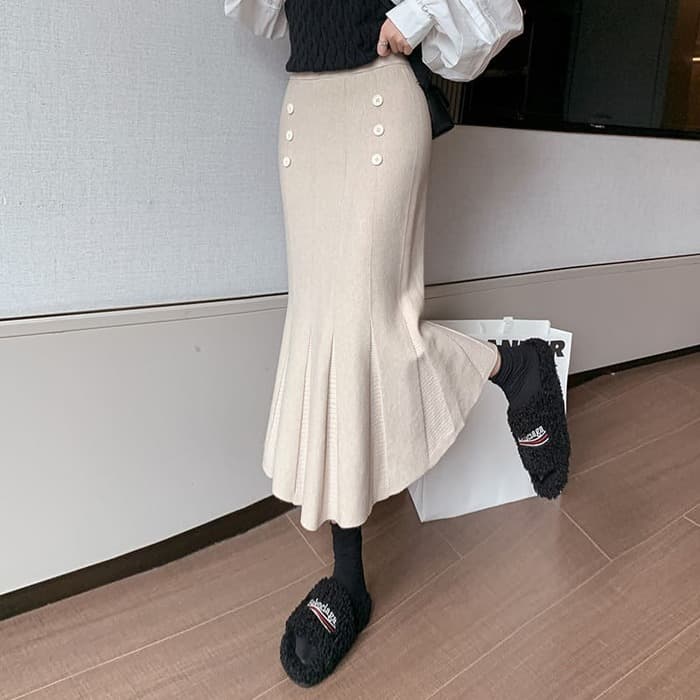 骨格ウェーブ服ニットマーメイドスカート