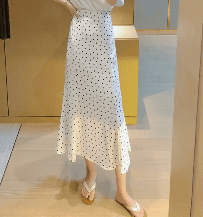 骨格ウェーブ服ハイウエストドットマーメイドスカート