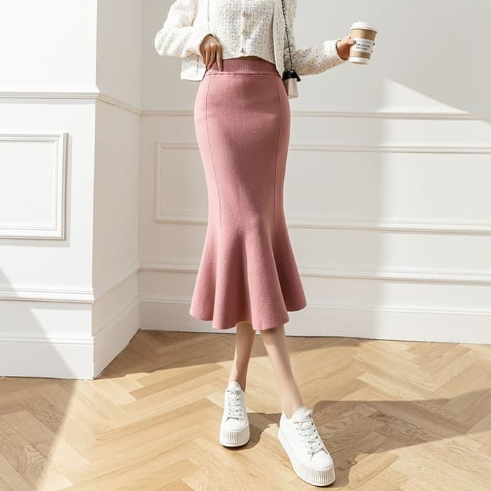 骨格ウェーブ服ハイウエストロングマーメイドスカート