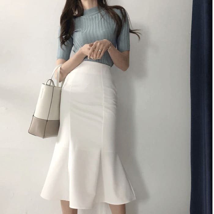骨格ウェーブ服ハイウエストマーメイドスカート