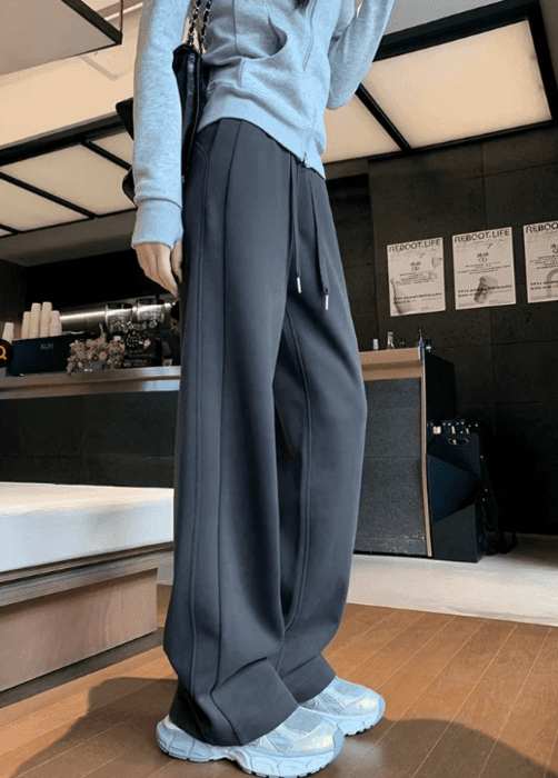 骨格ウェーブワイドレッグスウェットパンツ
