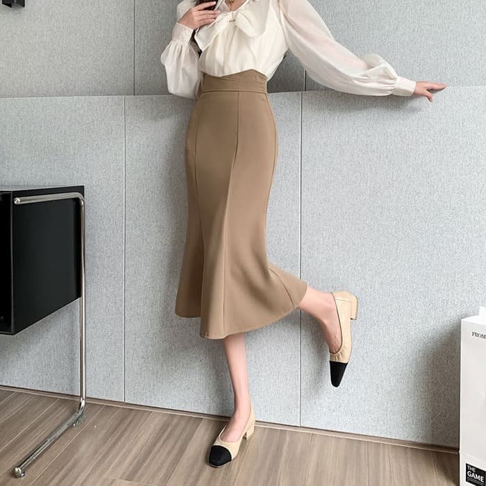 骨格ウェーブ服ハイウエストマーメイドスカート