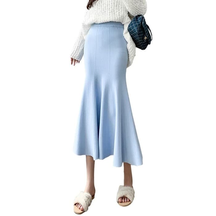 骨格ウェーブ服ハイウエストニットマーメイドスカート