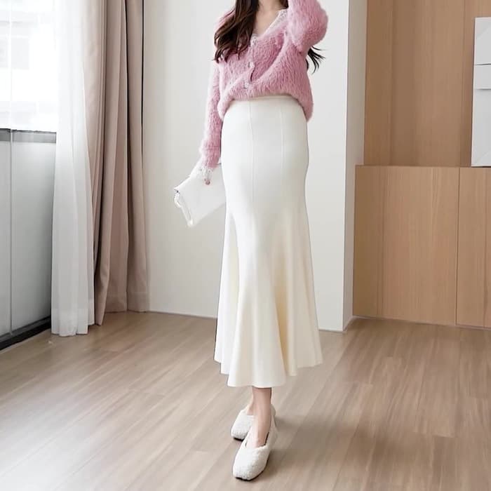 骨格ウェーブ服ハイウエストニットマーメイドスカート
