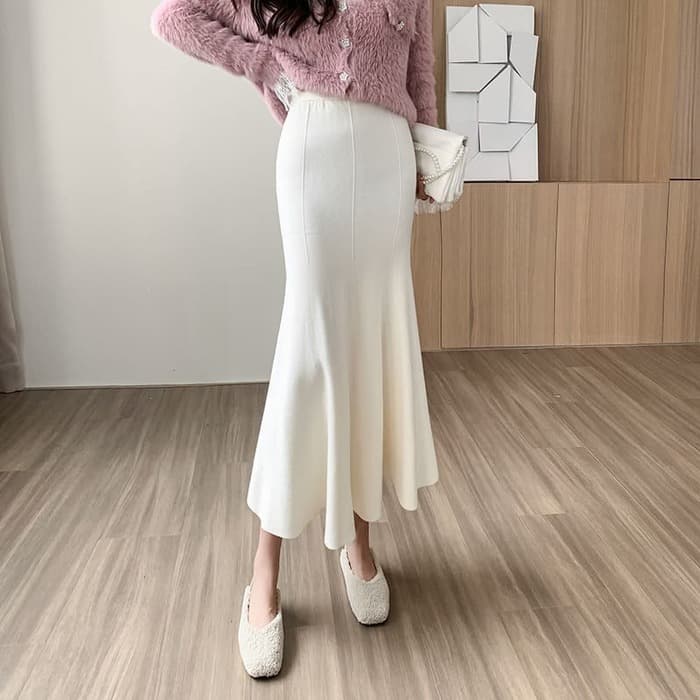 骨格ウェーブ服ハイウエストニットマーメイドスカート