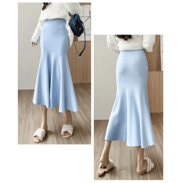 骨格ウェーブ服ハイウエストニットマーメイドスカート