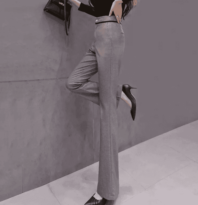 骨格ウェーブ服ハイウエストフレアパンツ