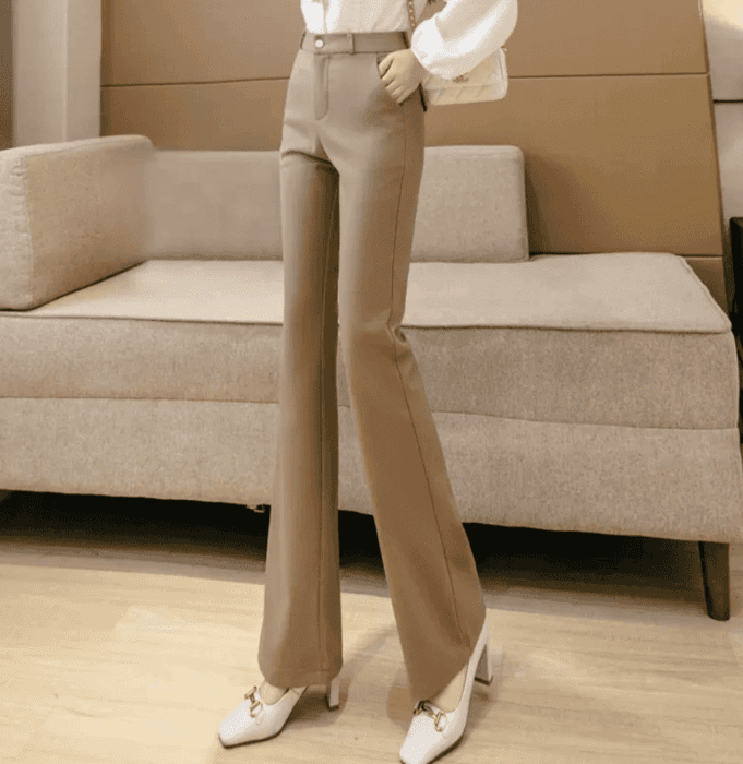 骨格ウェーブ服ハイウエストフレアパンツ