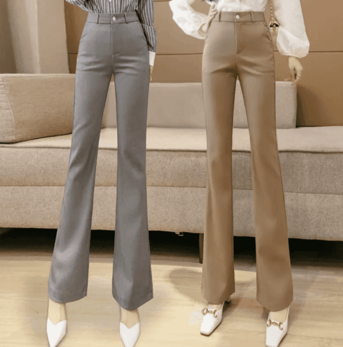 骨格ウェーブ服ハイウエストフレアパンツ