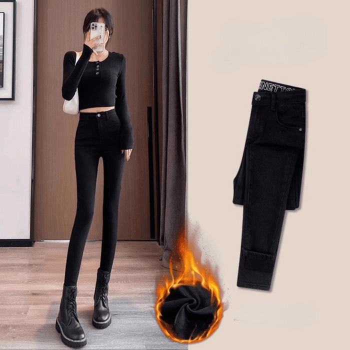 骨格ウェーブストレッチスキニーデニムパンツ