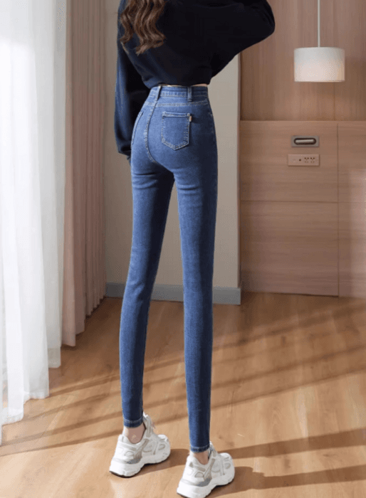骨格ウェーブストレッチスキニーデニムパンツ