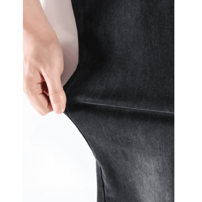 骨格ウェーブストレッチフレアデニムパンツ