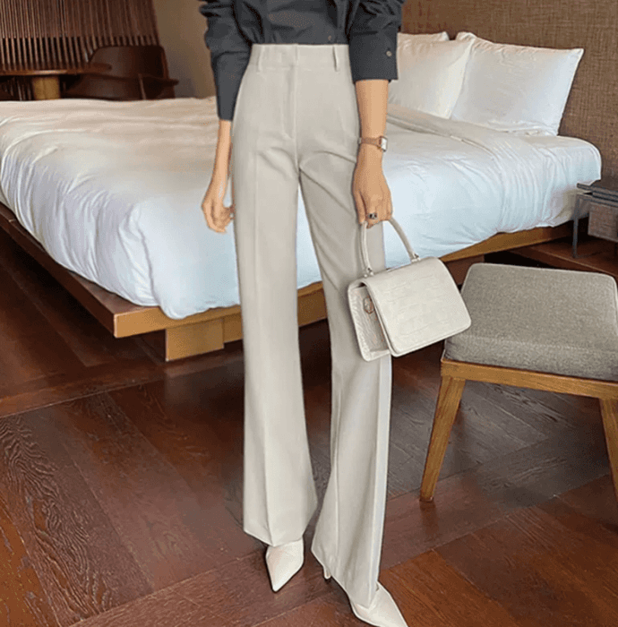 骨格ウェーブ服ハイウエストフレアパンツ