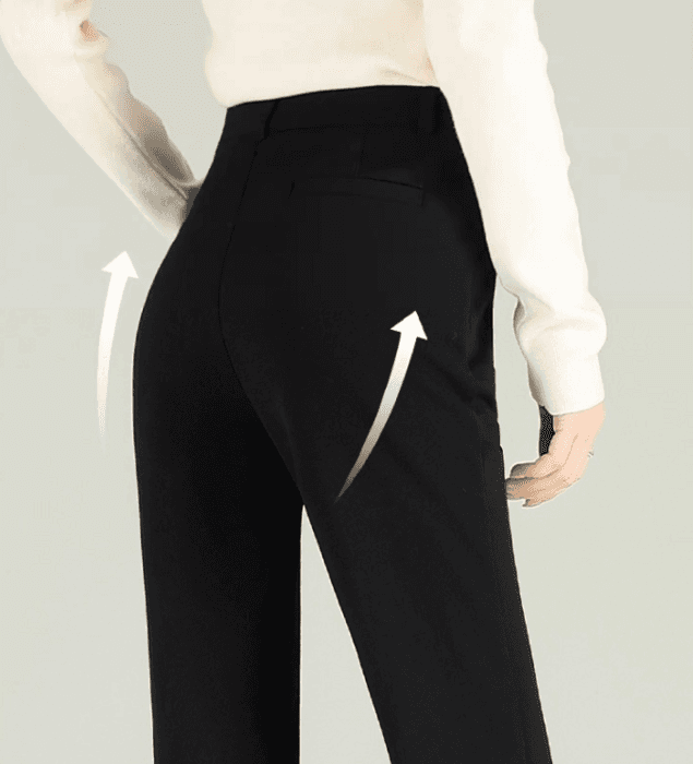 骨格ウェーブストレッチフレアブラックパンツ