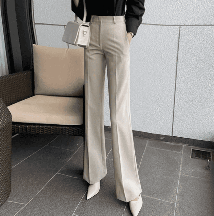 骨格ウェーブ服ハイウエストフレアパンツ