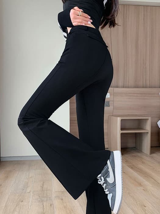 骨格ウェーブ服ハイウエストフレアパンツ