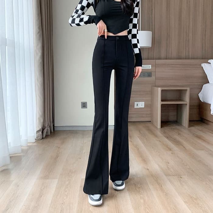 骨格ウェーブ服ハイウエストフレアパンツ